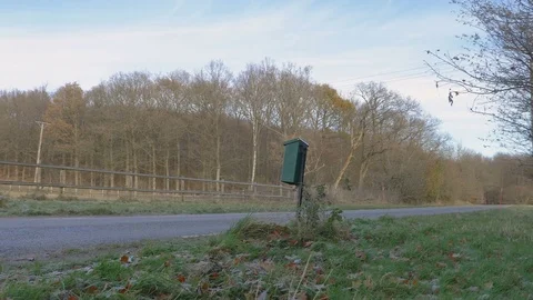 Drone delivers a package at a mailbox Stock Footage 82540147