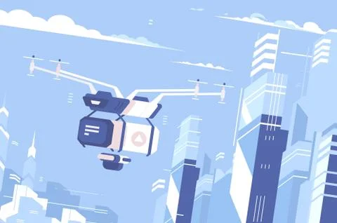 Drone delivers parcel Stock Illustration
