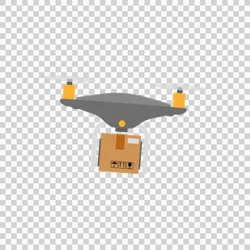 Drone delivers the parcel on white background Illustrazione stock