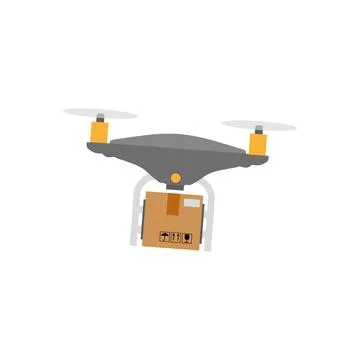 Drone delivers the parcel on white background. The concept of fast Stock Illustration