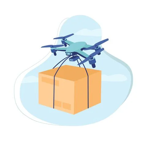 Drone delivery 2D vector isolated illustration Illustrazione stock