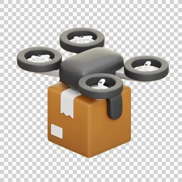 Drone Delivery 3D Illustrations, 3D rendering Stock Illustration