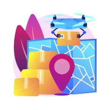 Drone delivery abstract concept vector illustration. Stock Illustration