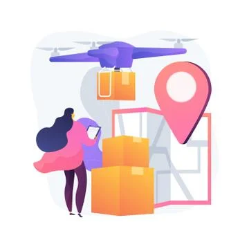 Drone delivery abstract concept vector illustration. Stock Illustration