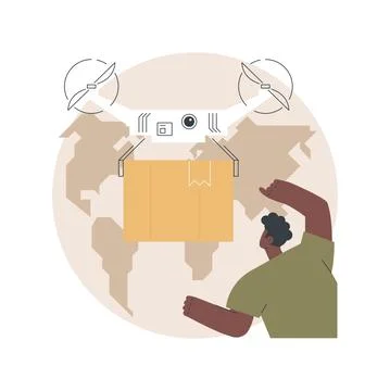 Drone delivery abstract concept vector illustration. Stock Illustration