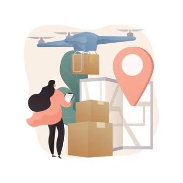 Drone delivery abstract concept vector illustration. Stock Illustration