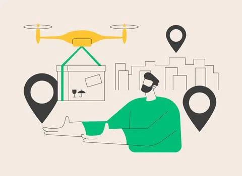 Drone delivery abstract concept vector illustration. Stock Illustration