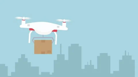 Drone delivery flat icon animation for an explainer video Stock Footage 243061550