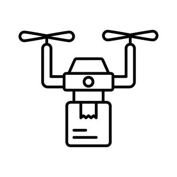 Drone delivery icon linear logo mark in black and white Stock Illustration