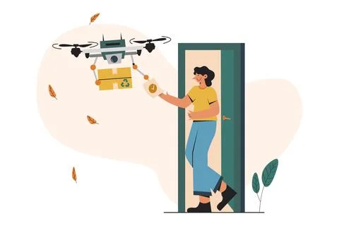 Drone Delivery Illustration Illustration