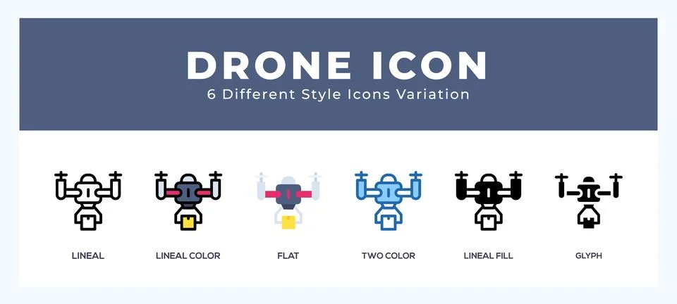 Drone delivery pack of icons. vector illustration. Stock Illustration