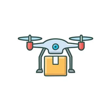 Drone delivery package. Drone delivering a package. Modern technology and a.. Stock Illustration