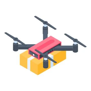 Drone delivery parcel icon, isometric style Illustrazione stock