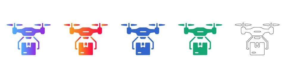Drone delivery parcel package icon in flat style Illustrazione stock