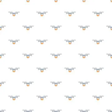 Drone delivery parcel seamless pattern on white background Stock Illustration
