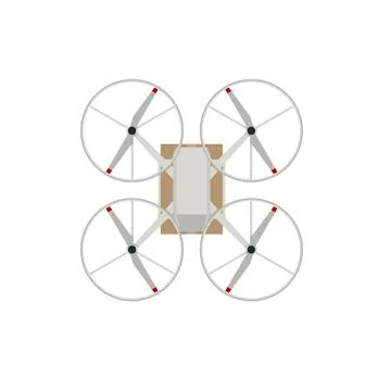 Drone delivery. Quadcopter carrying a package to customer. Delivery of a Stock Illustration