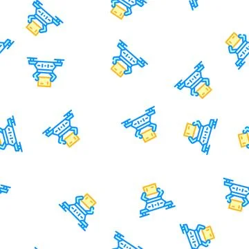 Drone delivery robot vector seamless pattern Illustrazione stock