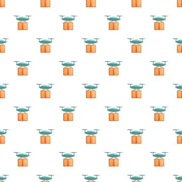 Drone delivery service pattern with flying packages Stock Illustration
