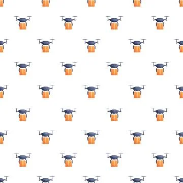 Drone delivery shipping packages pattern repeating background Stock Illustration