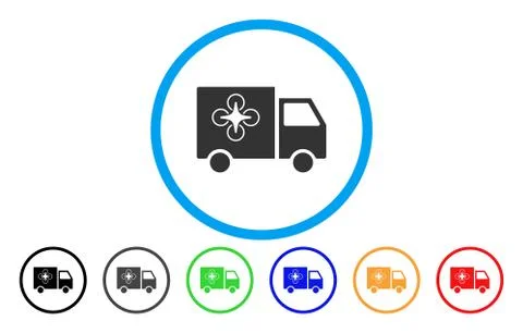 Drone Delivery Van Rounded Vector Icon Stock Illustration