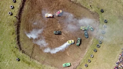 Drone of Demolition Derby Stock Footage 163464970
