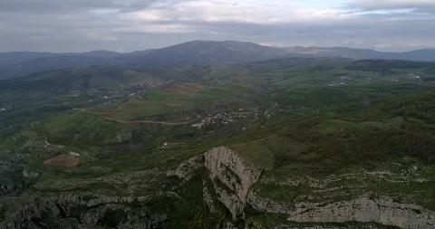 Drone descend to deep gorge Hanut. Shushi above canyon abyss. 4.24 211646 21 Stock Footage 91666829