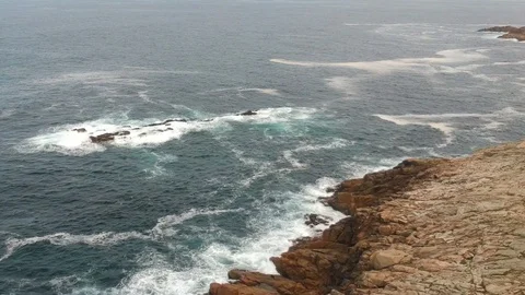 Drone descending on the coast Stock Footage 123216377