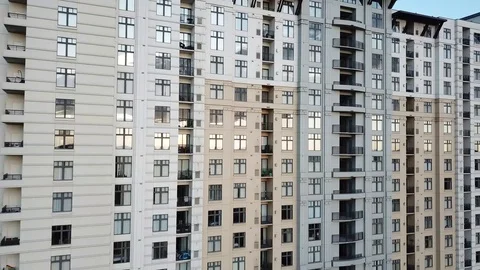 Drone Descends On Building Stock Footage 123451609