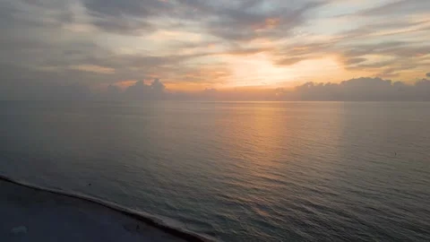 Drone descent over miami beach dusk Stock Footage 346262610