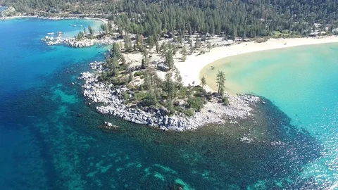 Drone Descent over Sand Point Harbor, Lake Tahoe 4K Video stock 108937671
