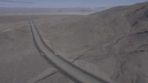 Drone Desert Day fly over highway Stock Footage 81596260