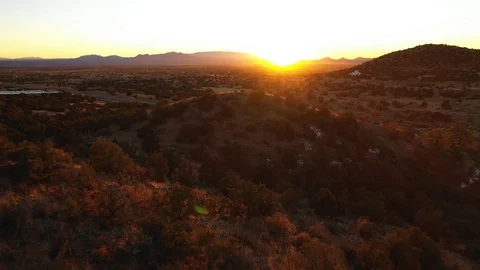 Drone Desert Landscape  cool sunset reveal with mountains Video stock 108006791