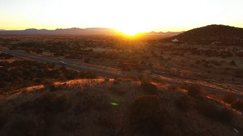 Drone Desert Landscape Pullout on sun set Video stock 108006631