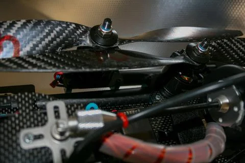 Drone design prototype and build showing different electronic modules. Stock Photos