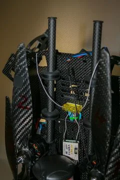 Drone design prototype and build showing different electronic modules. Фото
