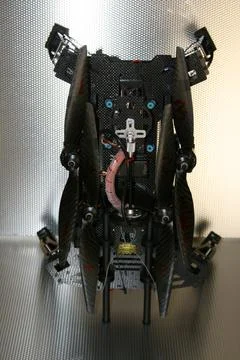 Drone design prototype and build showing different electronic modules. Stock Photos