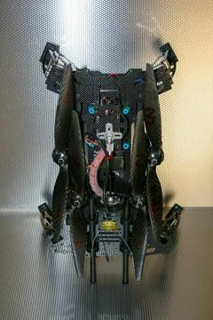 Drone design prototype and build showing different electronic modules. Stock Photos