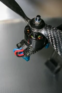 Drone design prototype and build showing different electronic modules. Stock Photos