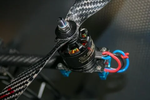 Drone design prototype and build showing different electronic modules. Stock Photos