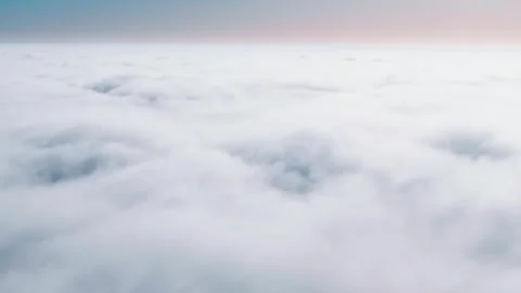 Drone Diving Into Dense Morning Clouds Above Endless White Horizon Stock Footage 336666535