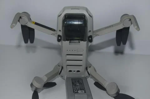 Drone DJI Mini 2 bottom view with 2 sensors and slim body Stock Photos