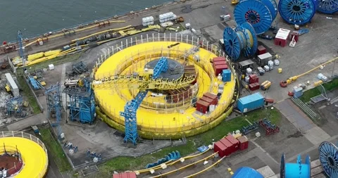 Drone, Dockside Equipment, Subsea, Cable Spooling Equipment Stock Footage 240617555