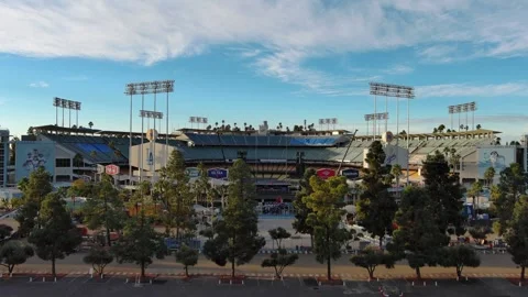 Drone Dodger Stadium, Los Angeles, Cinematic footage of LA California, 12/1/2024 Stock Footage 320356974