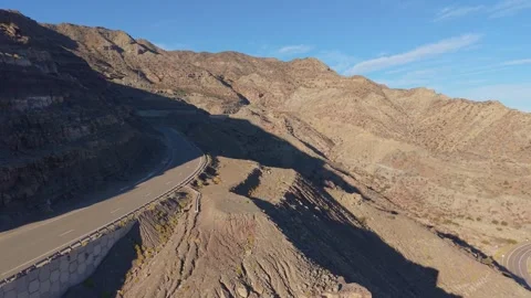 Drone Dolly In of Mountainous Arid Cuyo Landscape along Ruta Nacional 150, San Stock Footage 342343007