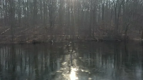 Drone dolly right lake with sun2 Stock Footage 151479081
