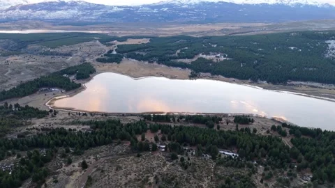 Drone Dolly Shot Forward of Laguna La Zeta Lake in Patagonia Stock Footage 336658346