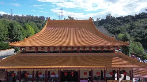 Drone dolly-in shot of the temple itself Stock Footage 264077134