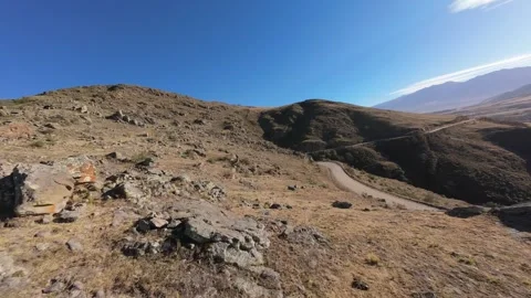 Drone Dolly In View of El Mirador del Condor in Tucuman Argentina Arid Mountain Stock Footage 341899339
