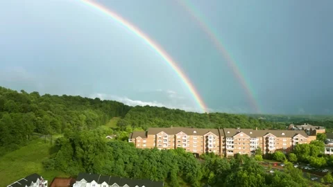 Drone Double Rainbow Stock Footage 141817673