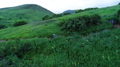 Drone of Downhill MTB Stock Footage 96052088